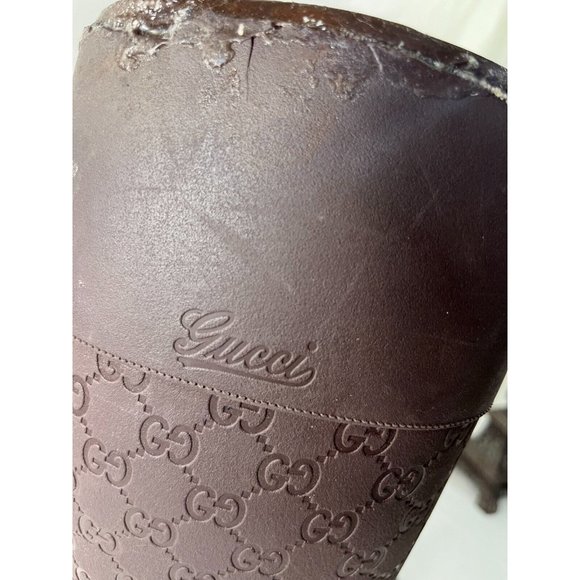 Authentic Gucci Vintage GG Monogram Rain Boots Brown Size 6 - Picture 3 of 16